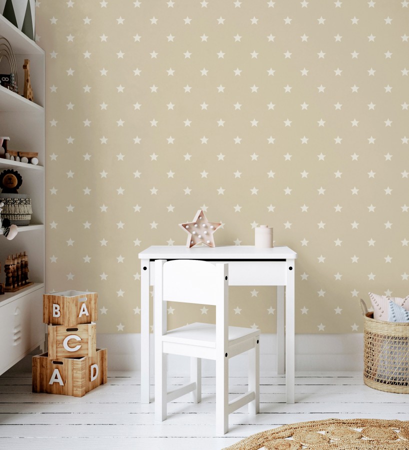 Papel pintado de estrellas fondo beige estilo infantil nórdico  Stella 684087