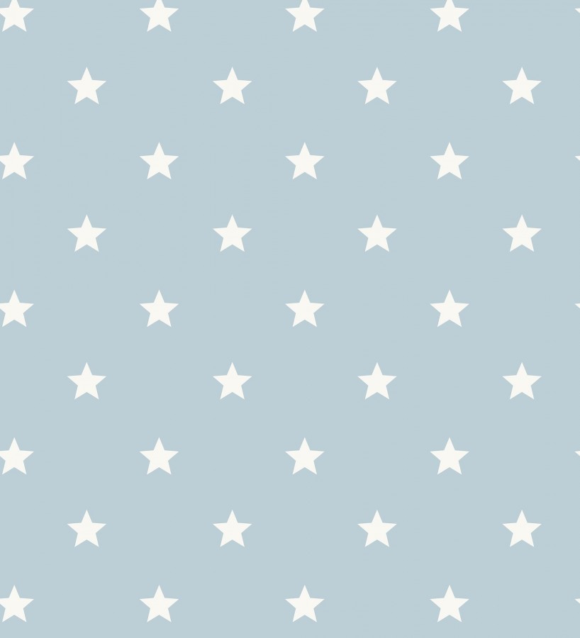 Papel pintado de estrellas blancas fondo celeste estilo infantil nórdico  Stella 684089