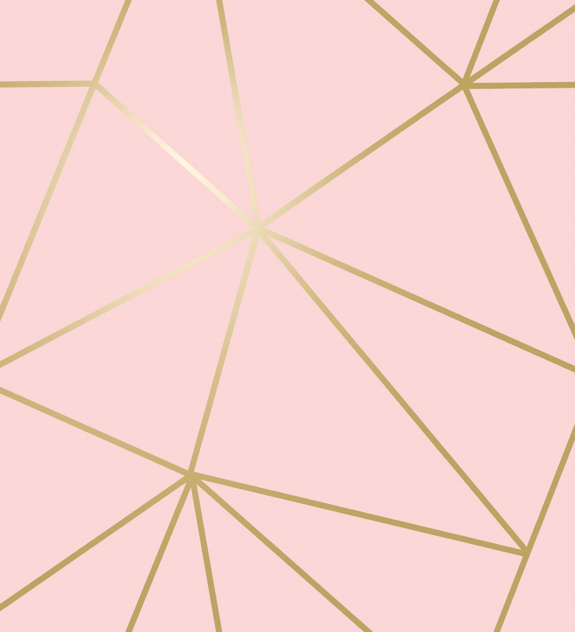 Papel pintado geométrico de líneas doradas fondo rosa  Noa Pink 684091