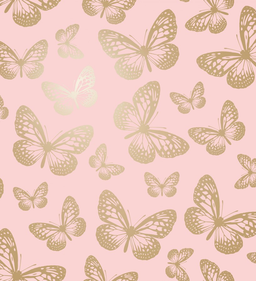 Papel pintado de mariposas doradas sobre fondo rosa  Mia Butterfly 684092