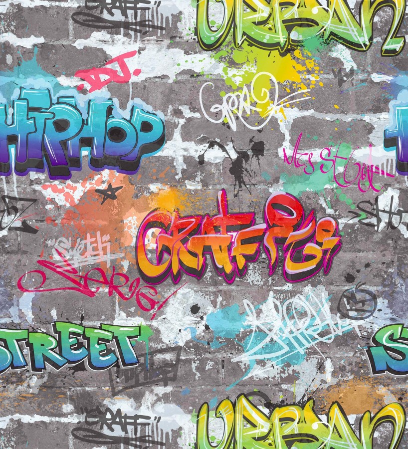 Papel pintado graffitis callejeros pared de ladrillo estilo juvenil  Jax Graffiti 684098