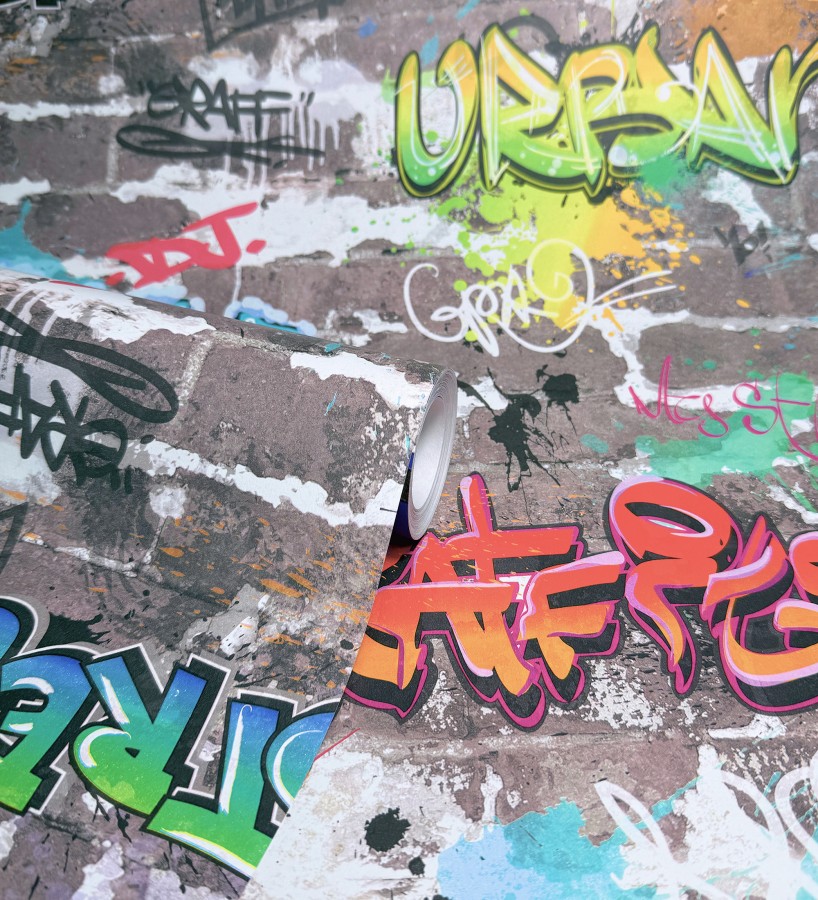 Papel pintado graffitis callejeros pared de ladrillo estilo juvenil  Jax Graffiti 684098