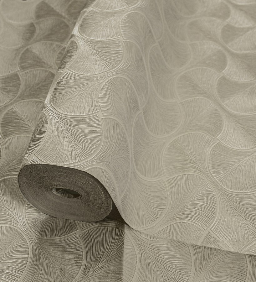Papel pintado art déco abanicos arena en relieve efecto metalizado  Gatsby Lavish 684109