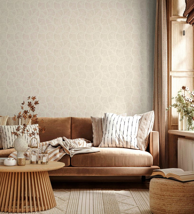 Papel pintado art déco abanicos arena en relieve efecto metalizado  Gatsby Lavish 684109