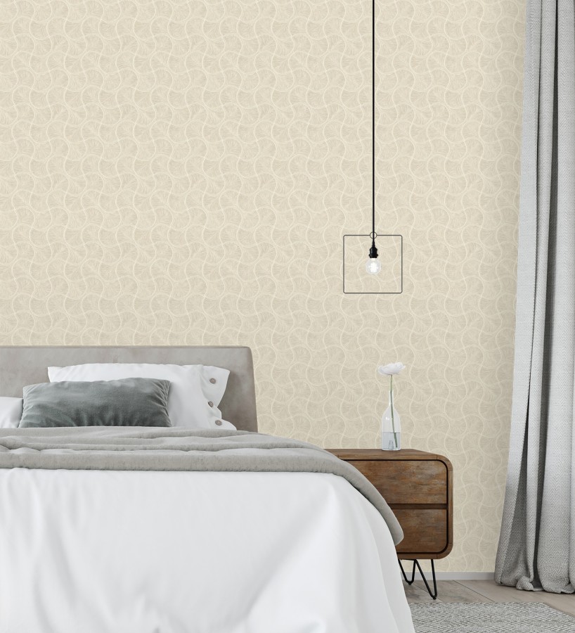Papel pintado art déco abanicos arena en relieve efecto metalizado  Gatsby Lavish 684109