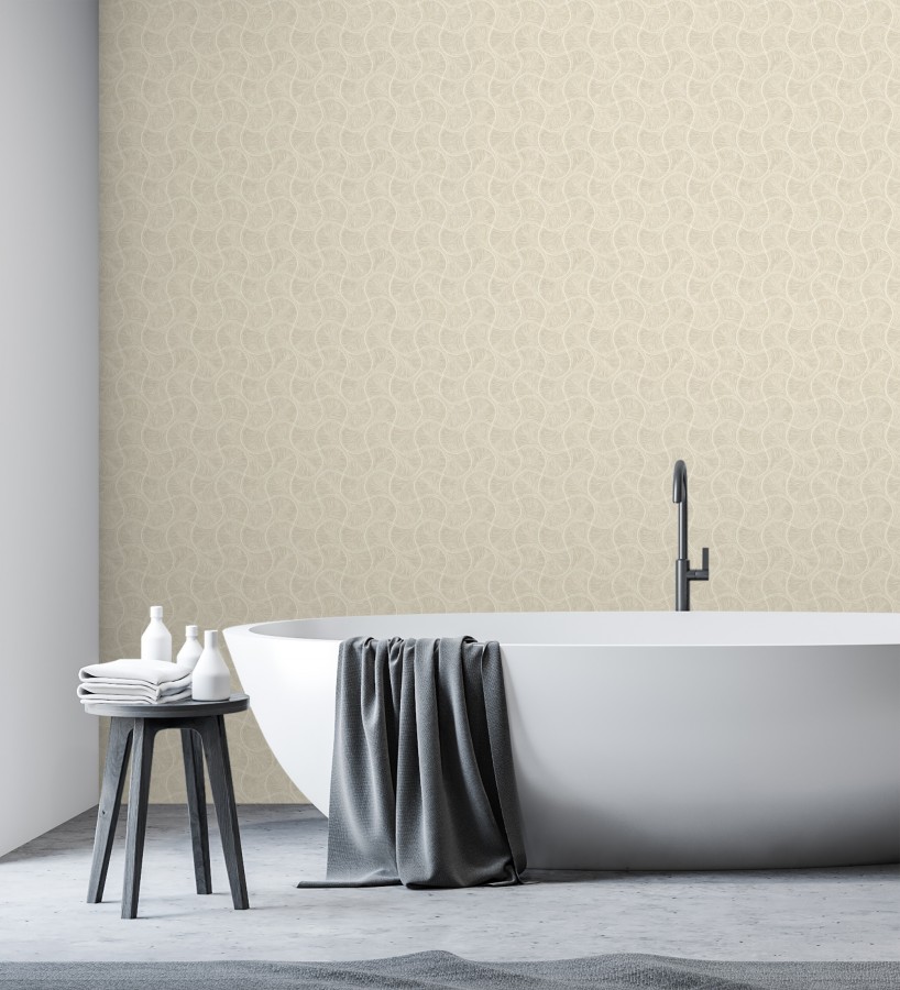 Papel pintado art déco abanicos arena en relieve efecto metalizado  Gatsby Lavish 684109