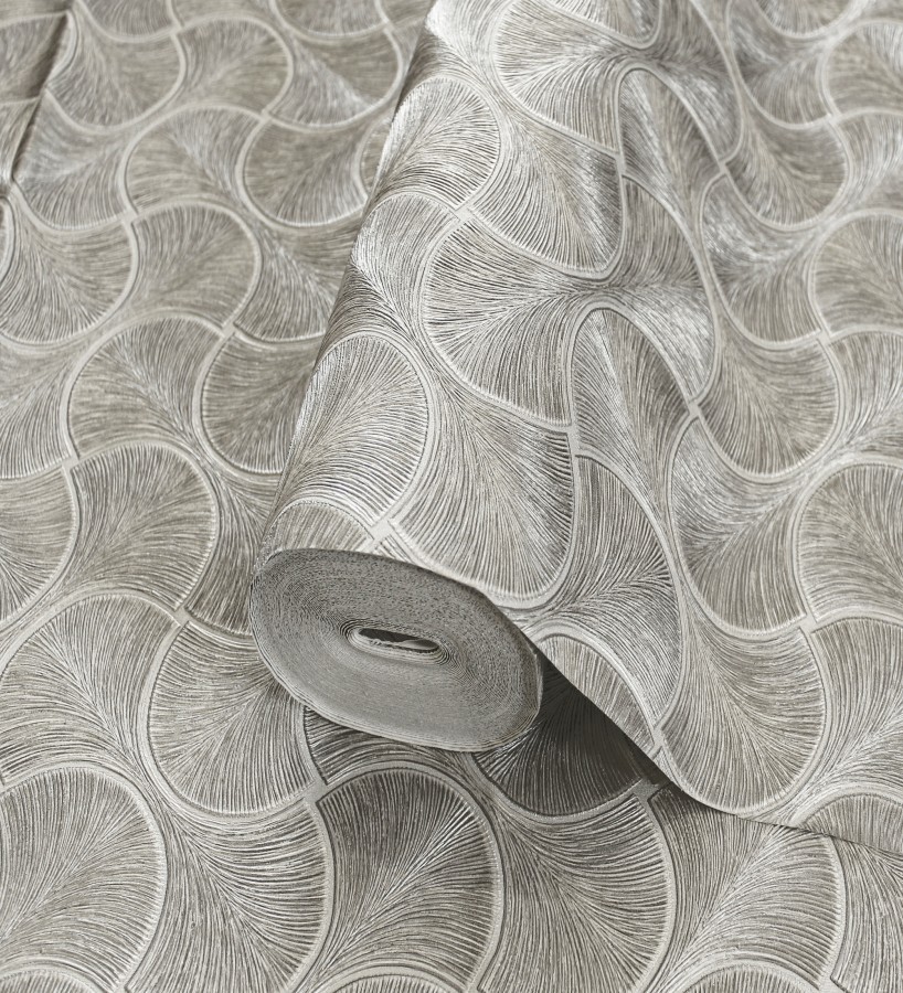 Papel pintado art déco abanicos visón en relieve efecto metalizado  Gatsby Lavish 684110