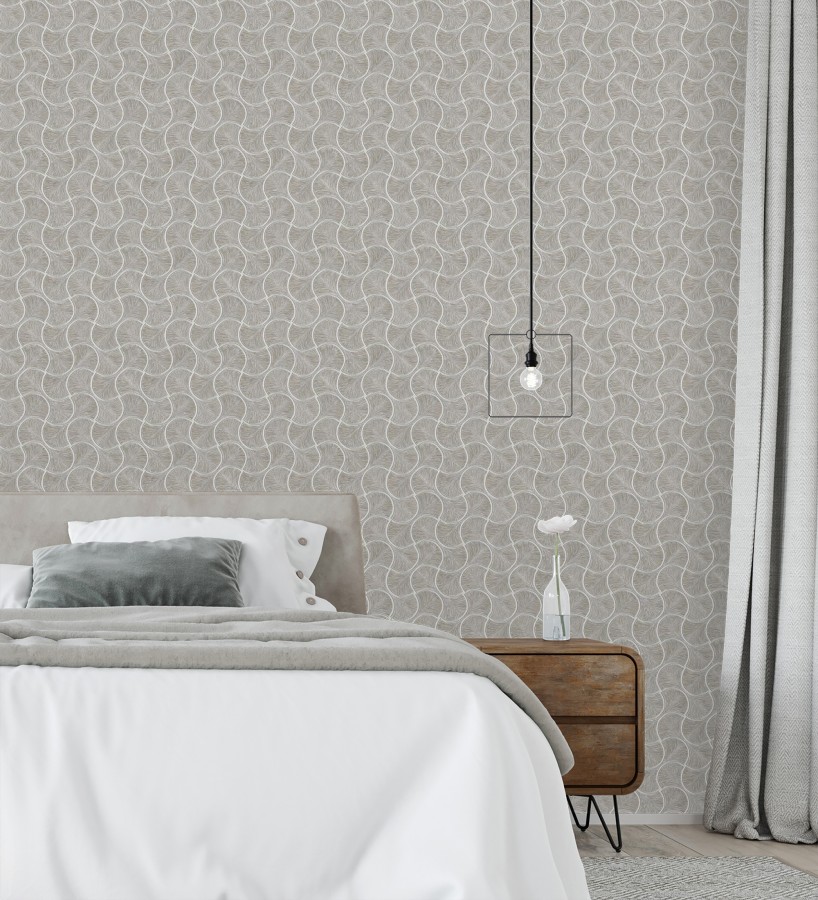 Papel pintado art déco abanicos visón en relieve efecto metalizado  Gatsby Lavish 684110