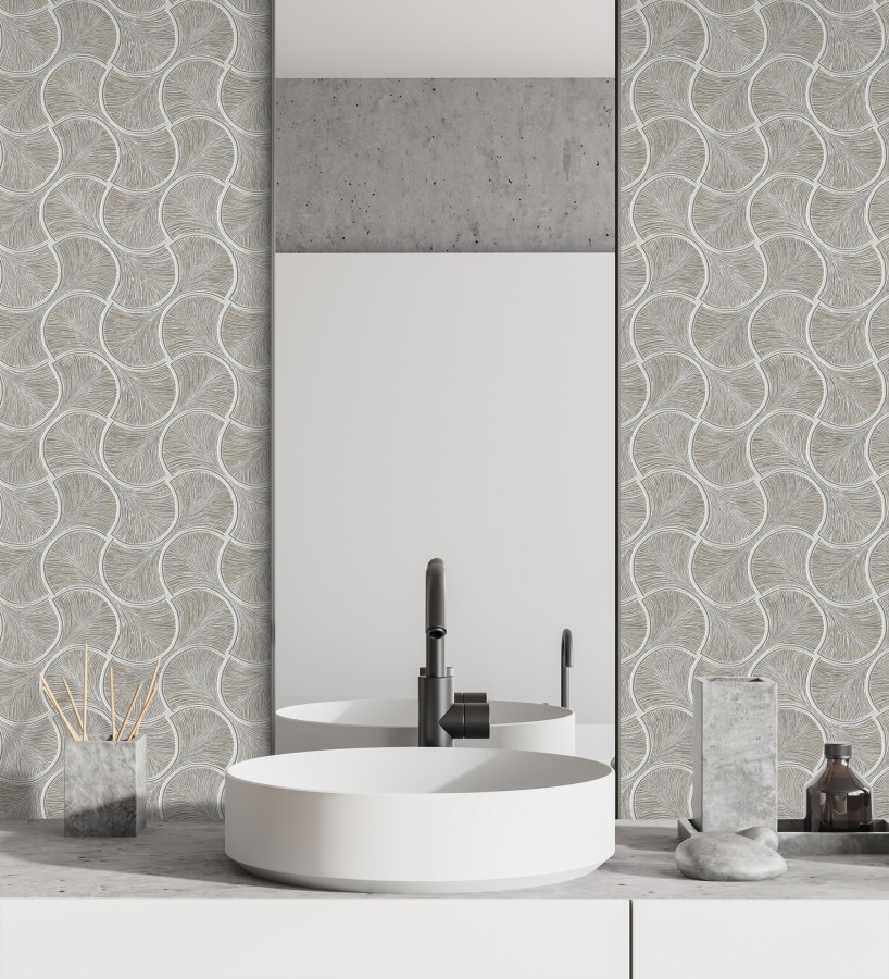 Papel pintado art déco abanicos visón en relieve efecto metalizado  Gatsby Lavish 684110