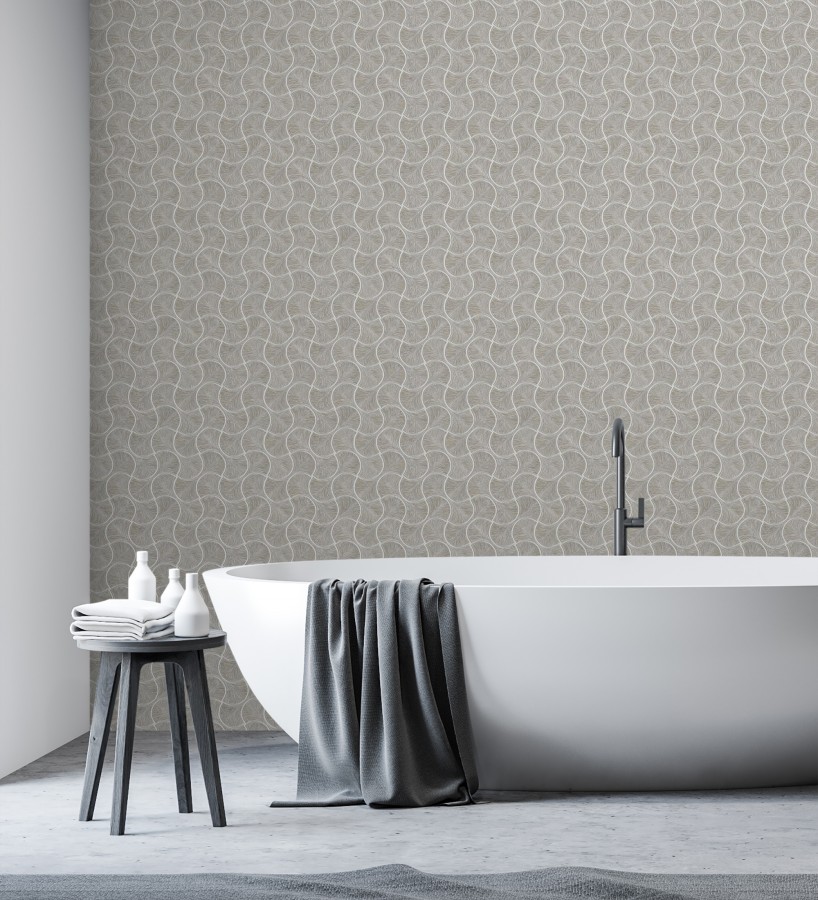Papel pintado art déco abanicos visón en relieve efecto metalizado  Gatsby Lavish 684110