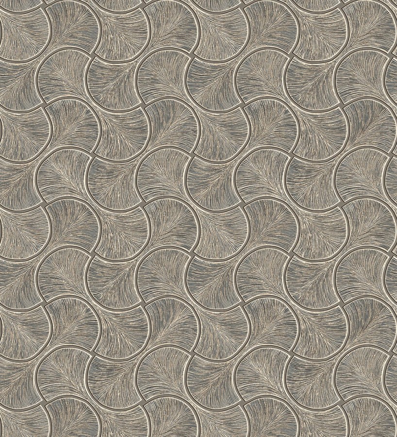 Papel pintado art déco abanicos marrón en relieve efecto metalizado  Gatsby Lavish 684111