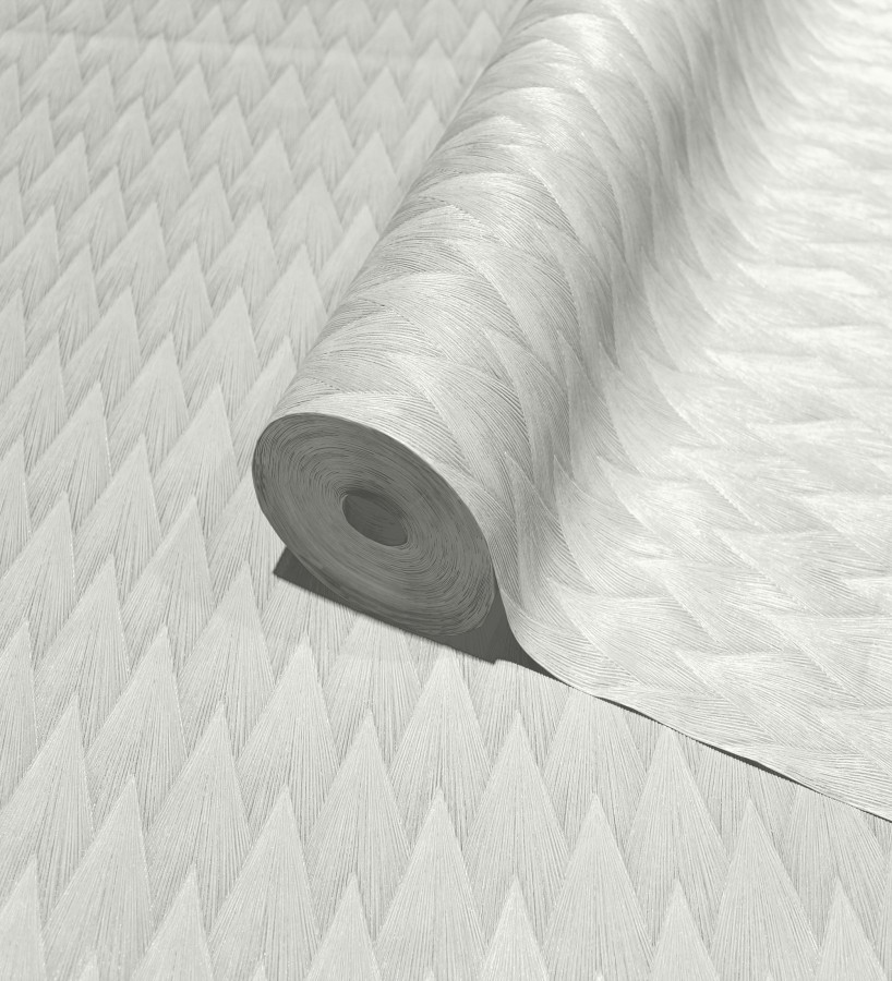 Papel pintado escamas punta de flecha metalizadas en blanco  Swanson Glam 684113