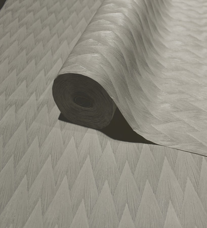 Papel pintado escamas punta de flecha metalizadas en visón  Swanson Glam 684114