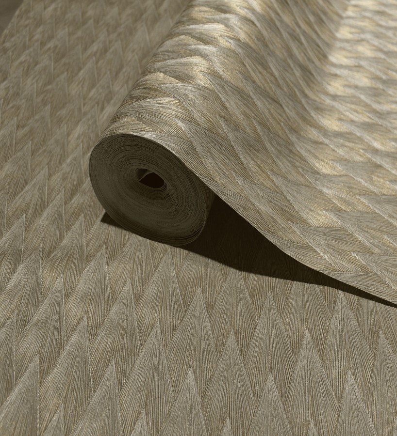 Papel pintado escamas punta de flecha metalizas en bronce  Swanson Glam 684117