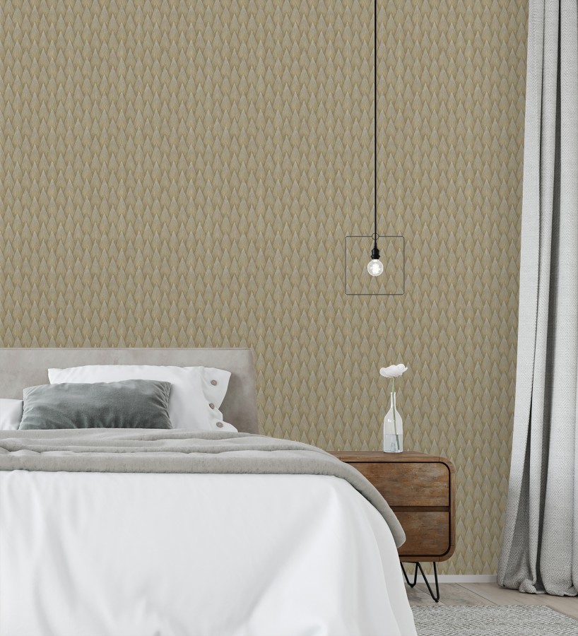 Papel pintado escamas punta de flecha metalizas en bronce  Swanson Glam 684117