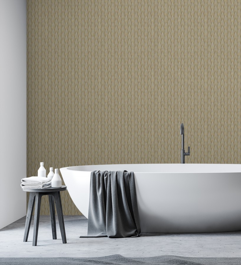 Papel pintado escamas punta de flecha metalizas en bronce  Swanson Glam 684117