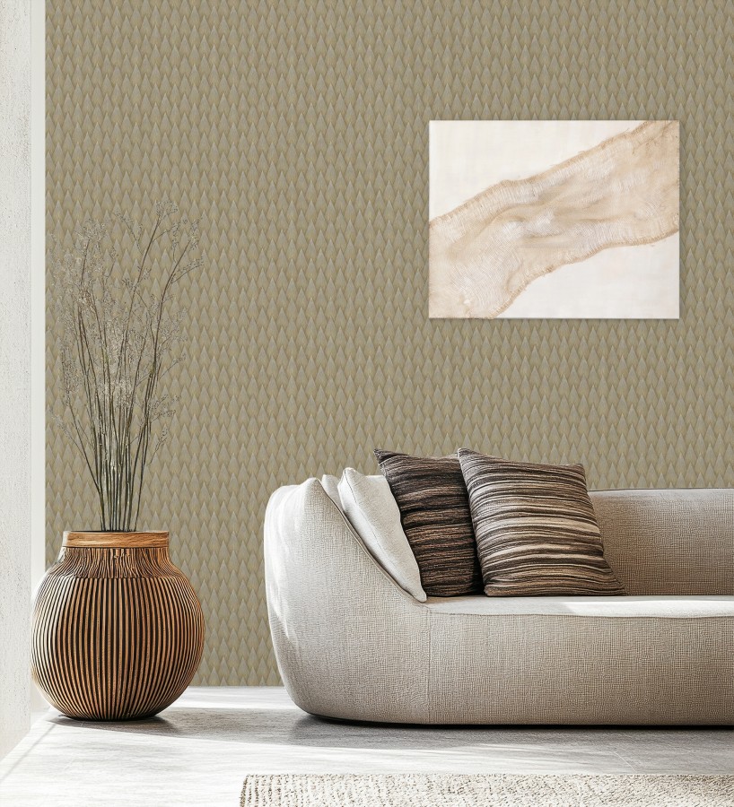 Papel pintado escamas punta de flecha metalizas en bronce  Swanson Glam 684117