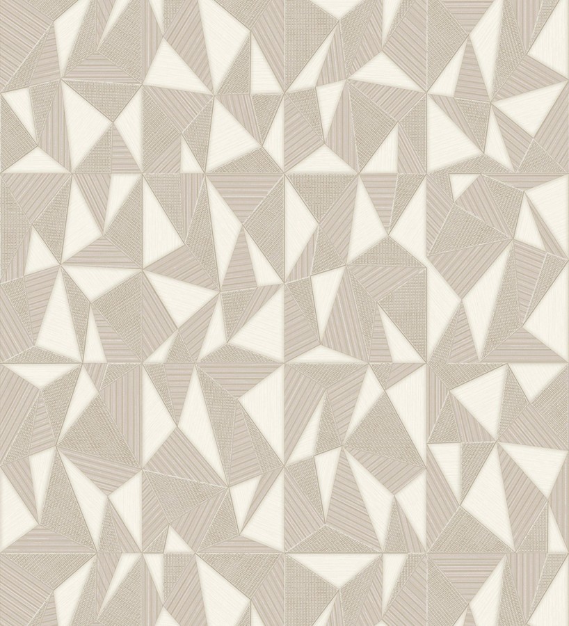 Papel pintado prismas geométricos en relieve color crema metalizado  Manhattan Sharp 684119
