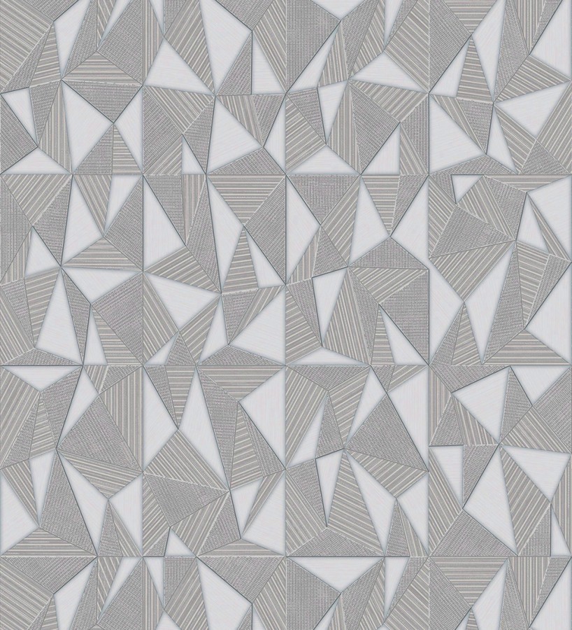 Papel pintado prismas geométricos en relieve gris metalizado  Manhattan Sharp 684120