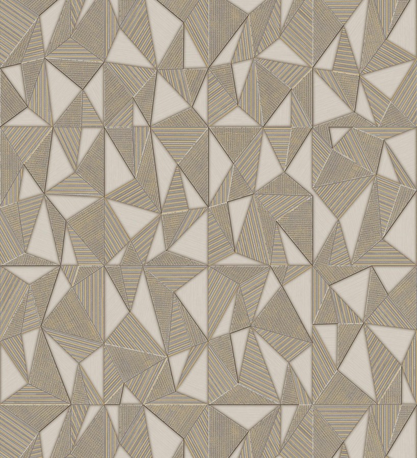 Papel pintado prismas geométricos en relieve marrón claro metalizado  Manhattan Sharp 684121