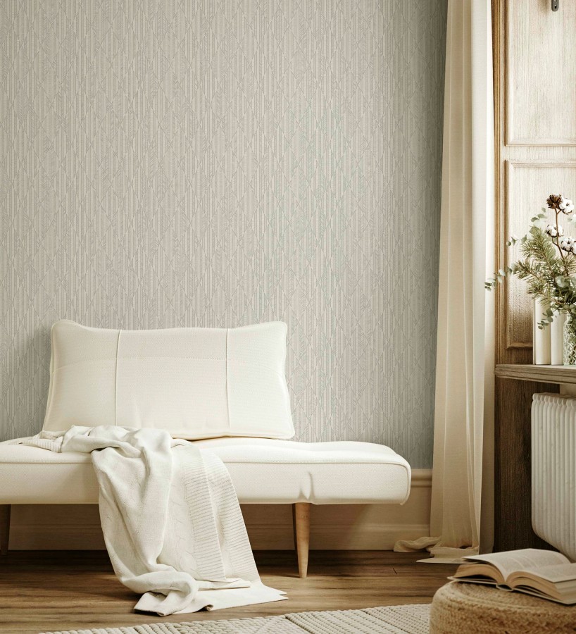 Papel pintado rombos gris claro metalizado de sutil elegancia geométrica  Zelda Radiant 684124