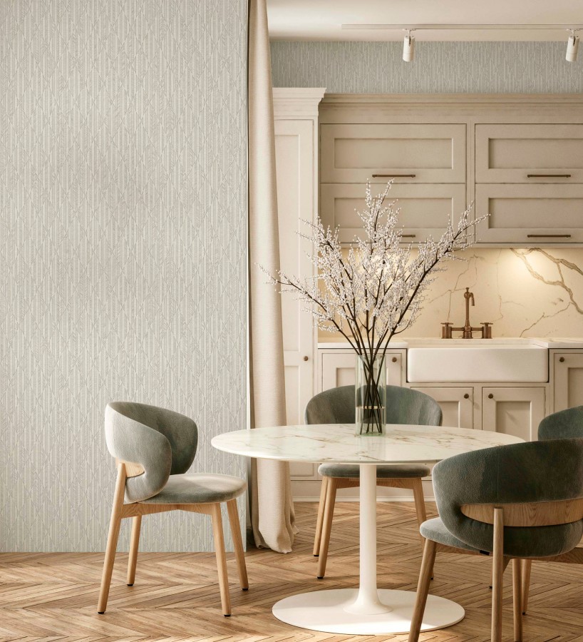 Papel pintado rombos gris claro metalizado de sutil elegancia geométrica  Zelda Radiant 684124