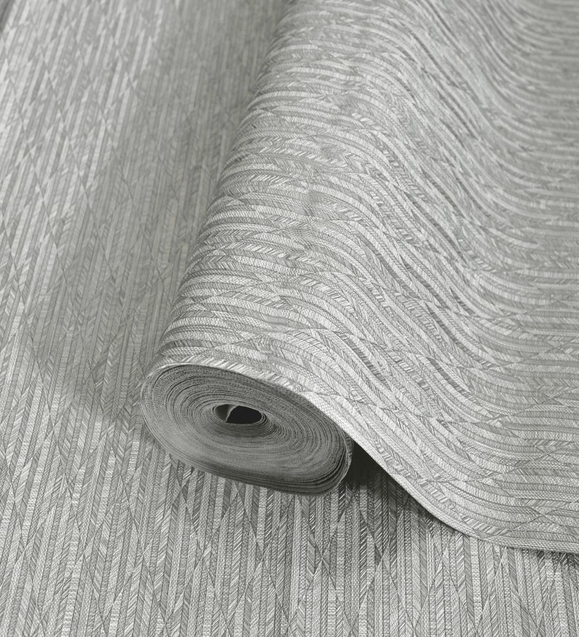 Papel pintado rombos grises metalizado de sutil elegancia geométrica  Zelda Radiant 684125