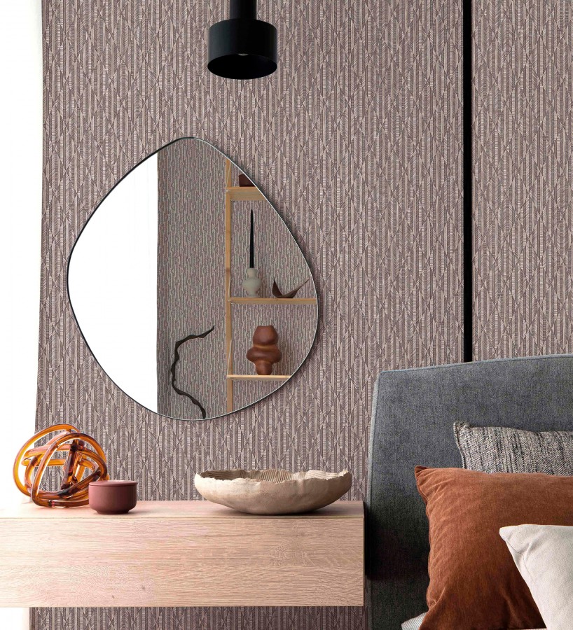 Papel pintado rombos malva metalizado de sutil elegancia geométrica  Zelda Radiant 684127