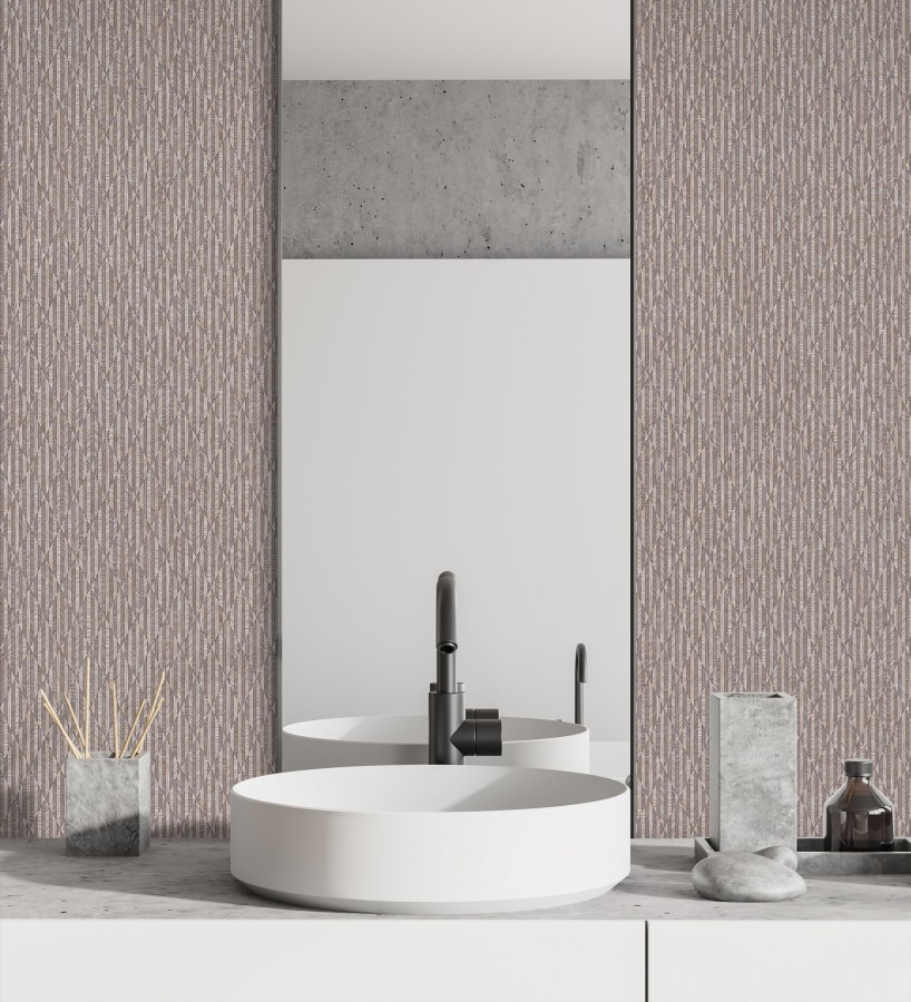 Papel pintado rombos malva metalizado de sutil elegancia geométrica  Zelda Radiant 684127