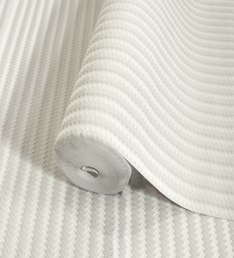 Papel pintado rayas en forma de espiga blanco metalizado sutil  Gerald Loft 684128