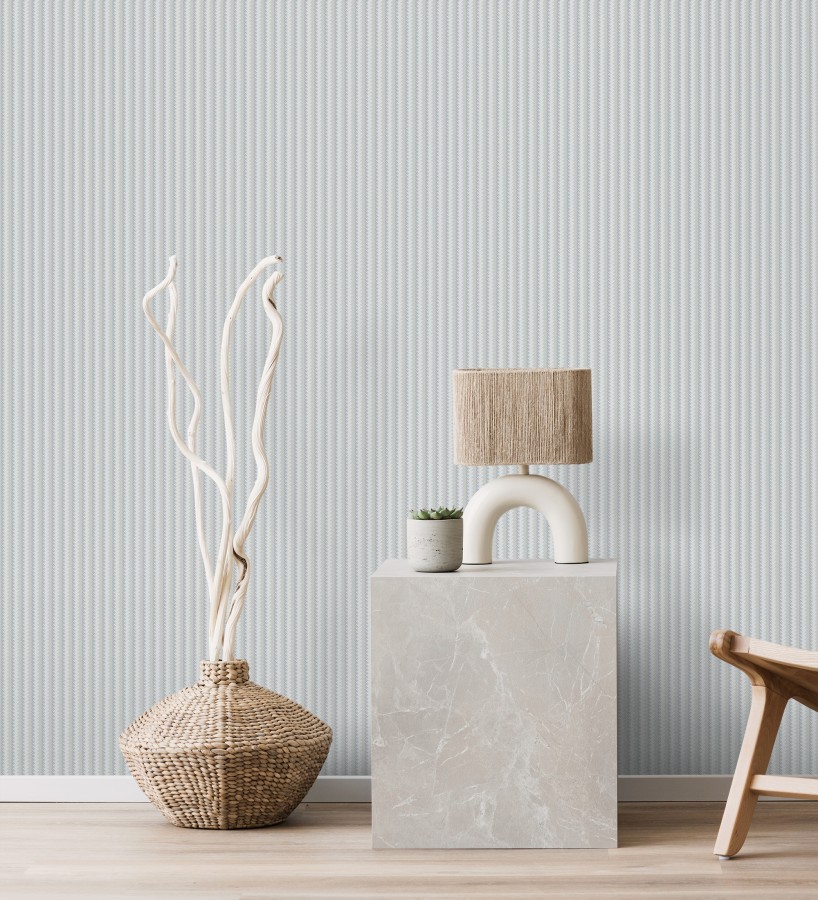Papel pintado rayas en forma de espiga gris metalizado sutil  Gerald Loft 684130