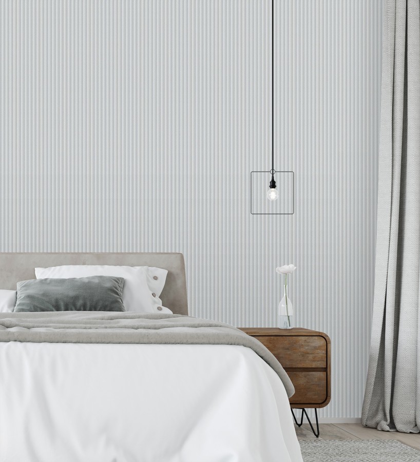 Papel pintado rayas en forma de espiga gris metalizado sutil  Gerald Loft 684130