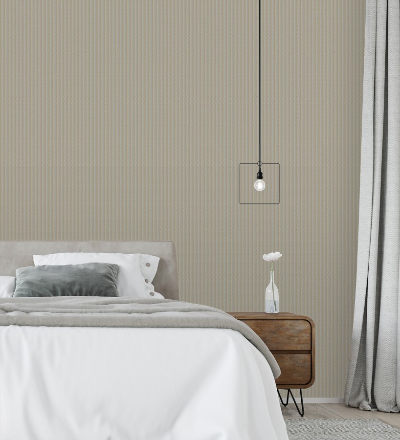 Papel pintado rayas en forma de espiga marron y gris metalizado sutil  Gerald Loft 684131