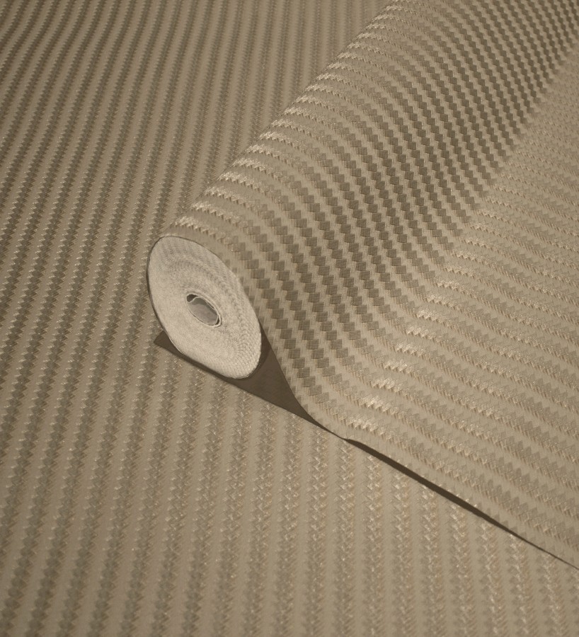 Papel pintado rayas en forma de espiga tonos caramelo metalizado  Gerald Loft 684133