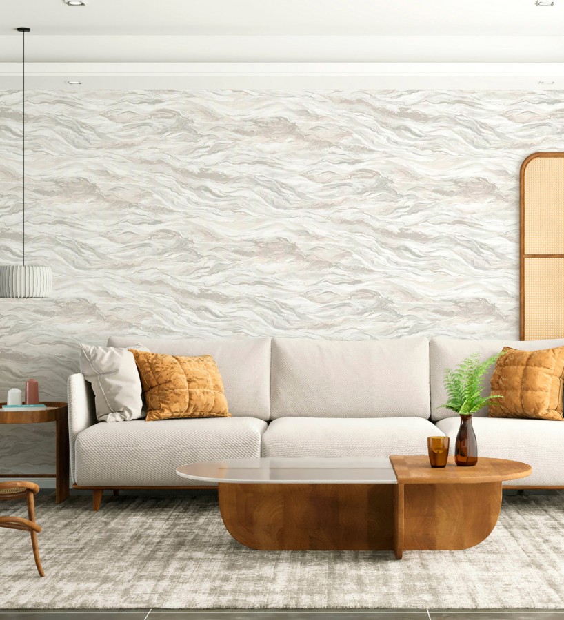 Papel pintado mármol fluido beige y blanco etéreo  Savoy Atmospheric 684134