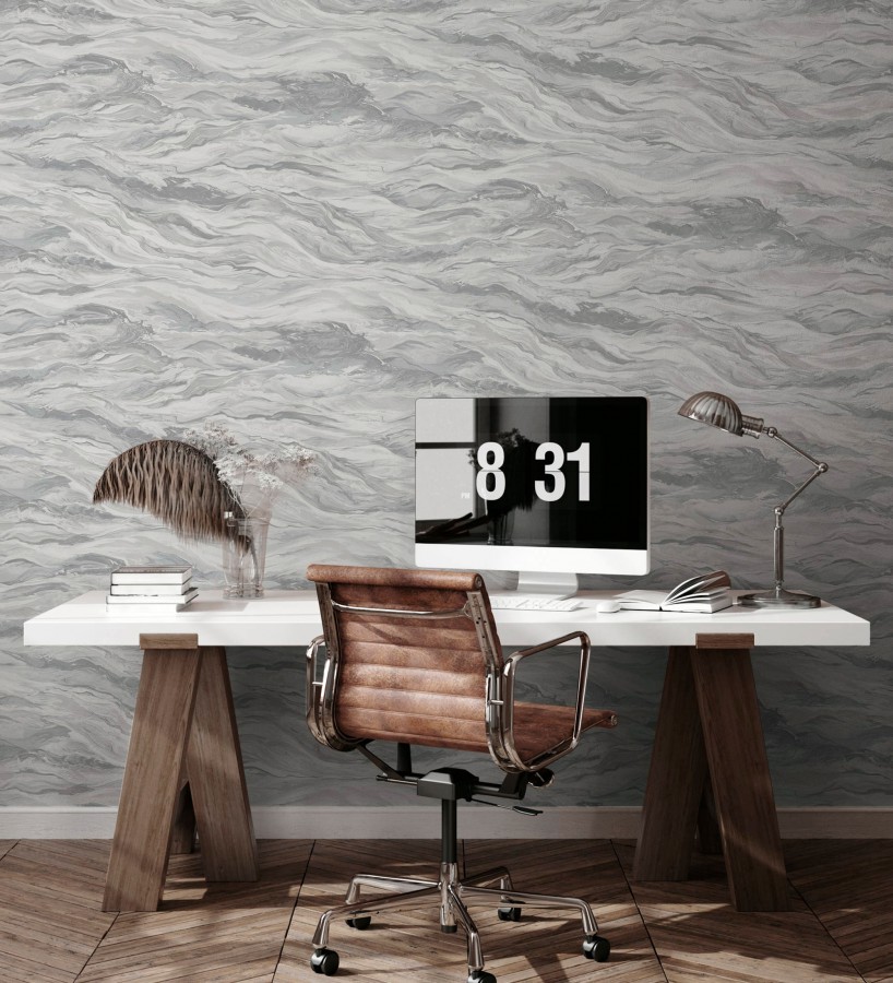 Papel pintado mármol fluido gris verdoso y beige etéreo  Savoy Atmospheric 684135
