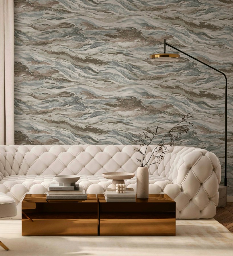 Papel pintado mármol fluido marrón y gris sofisticado  Savoy Atmospheric 684137