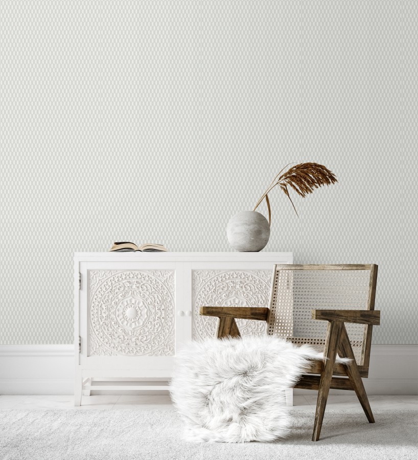 Papel pintado geometría óptica en relieve textil gris claro  Carlton Gridded 684138