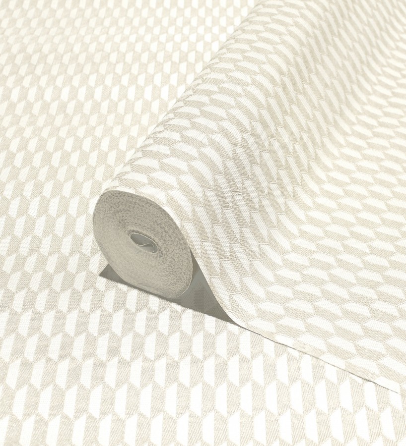 Papel pintado geometría óptica en relieve textil tonos neutros  Carlton Gridded 684139