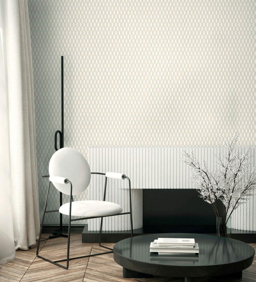 Papel pintado geometría óptica en relieve textil tonos neutros  Carlton Gridded 684139
