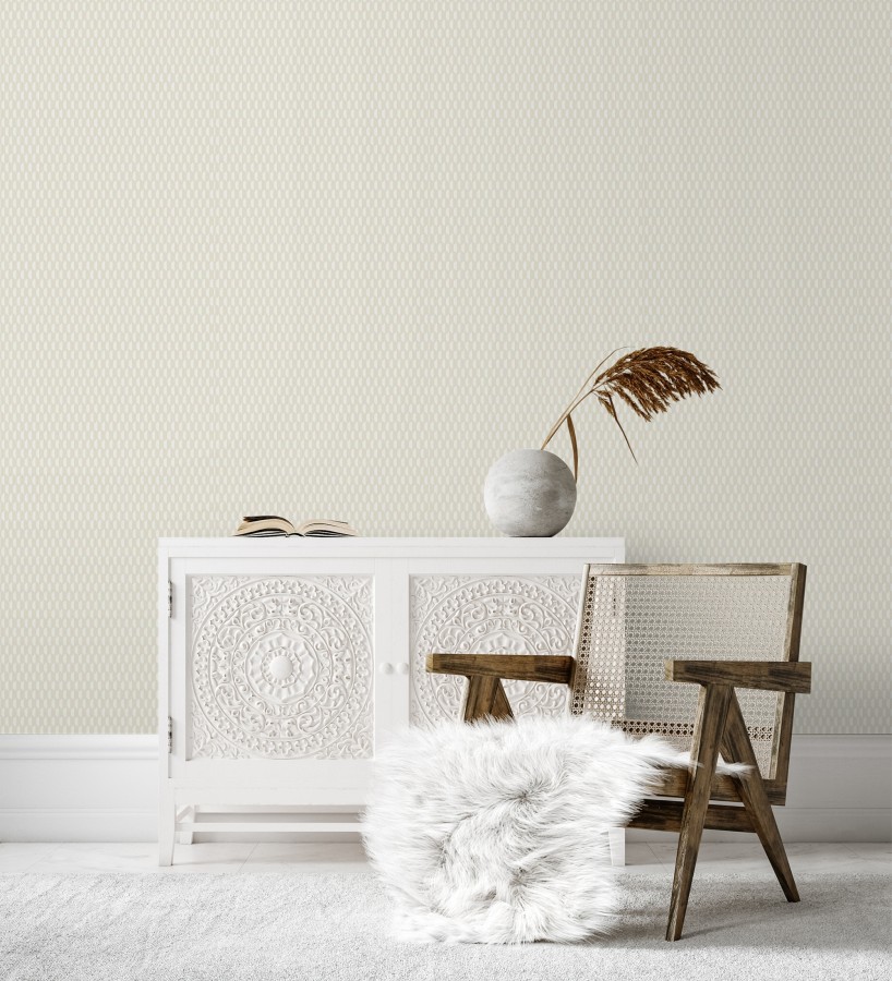 Papel pintado geometría óptica en relieve textil tonos neutros  Carlton Gridded 684139