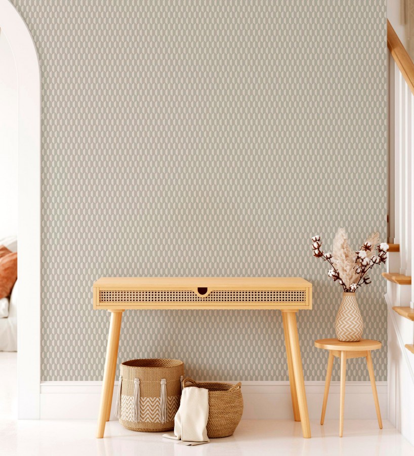 Papel pintado geometría óptica en relieve textil tono muesli  Carlton Gridded 684140