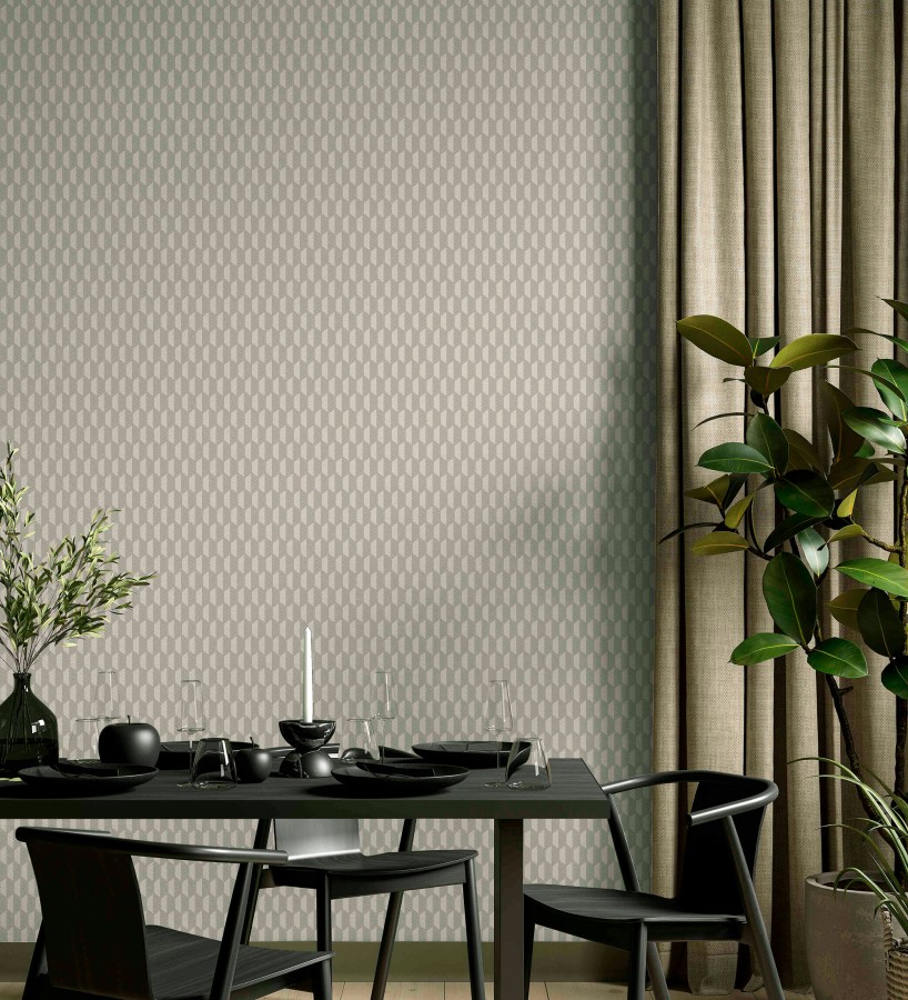 Papel pintado geometría óptica en relieve textil tono muesli  Carlton Gridded 684140