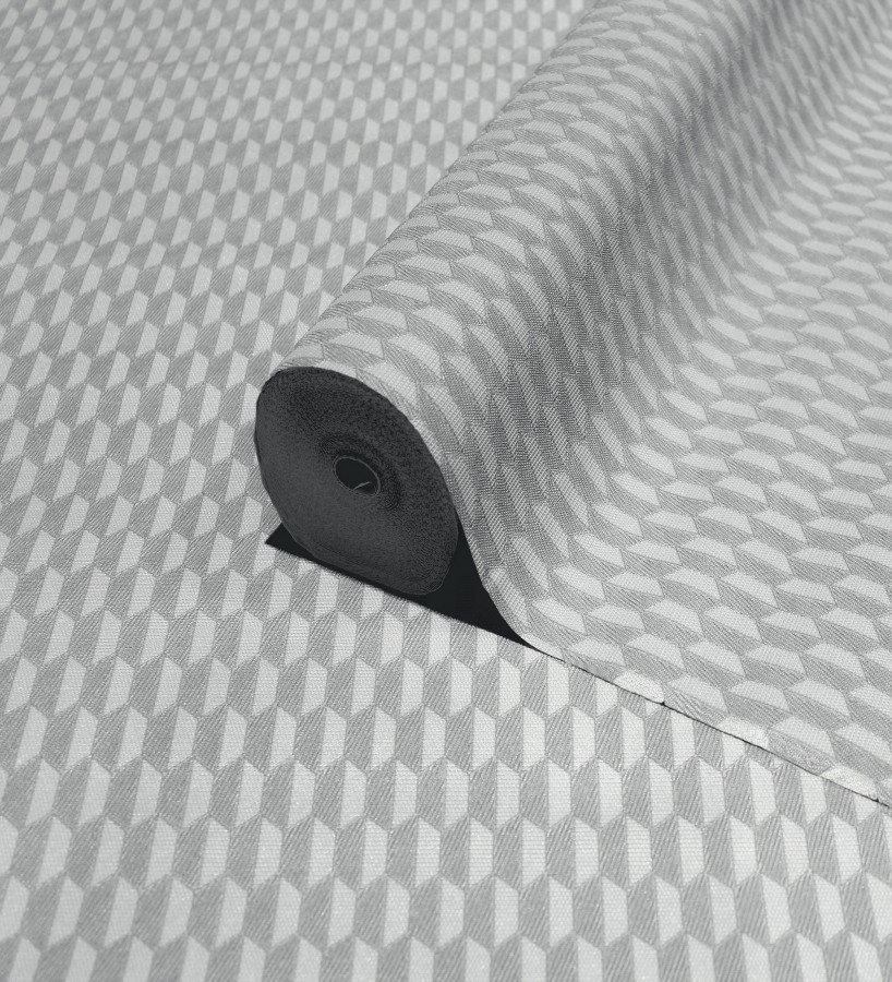 Papel pintado geometría óptica en relieve textil gris medio  Carlton Gridded 684141