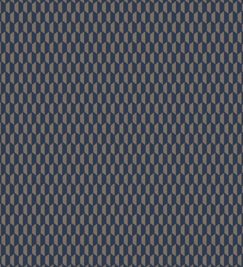 Papel pintado geometría óptica en relieve textil tono azul y marrón  Carlton Gridded 684143