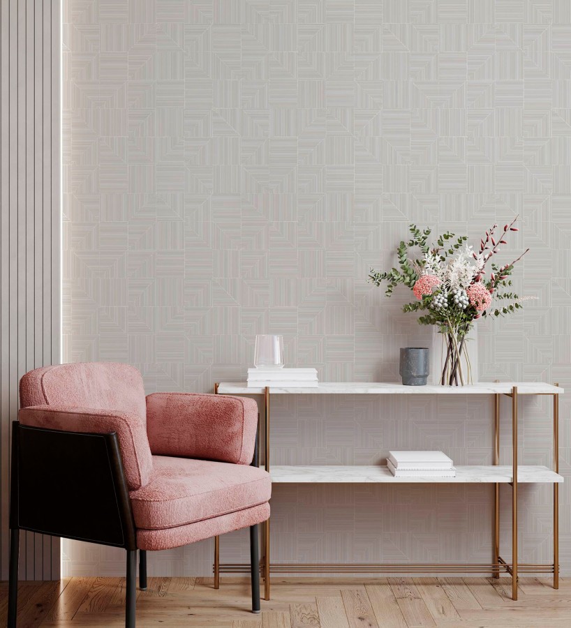 Papel pintado mosaico textil geométrico tonos neutros  Waldorf Dynamic 684144