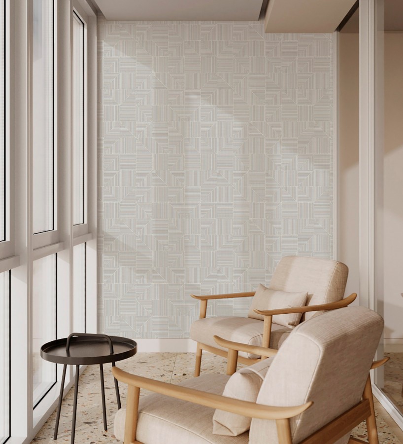 Papel pintado mosaico textil geométrico tonos neutros  Waldorf Dynamic 684144