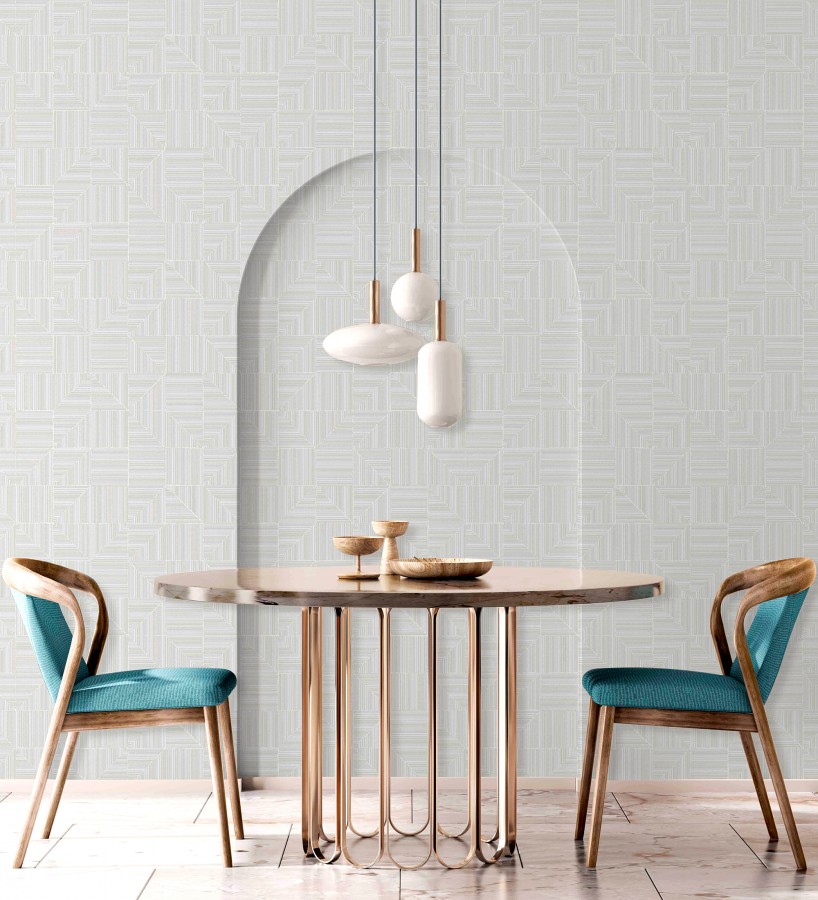 Papel pintado mosaico textil geométrico tonos neutros  Waldorf Dynamic 684144