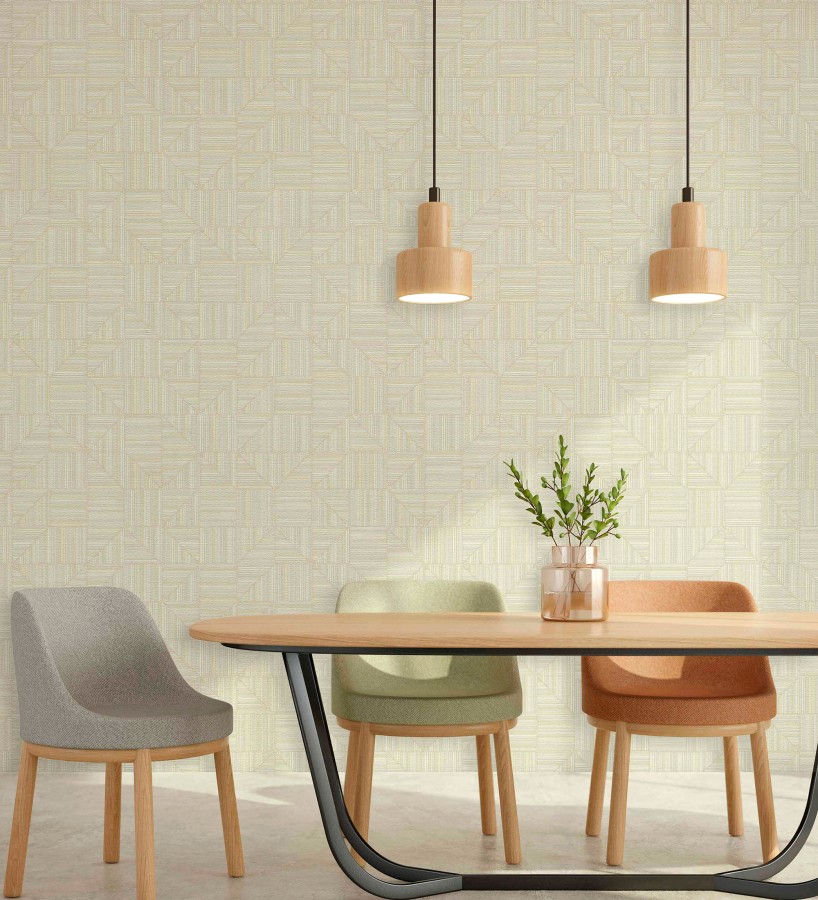 Papel pintado mosaico textil geométrico tonos arena  Waldorf Dynamic 684145
