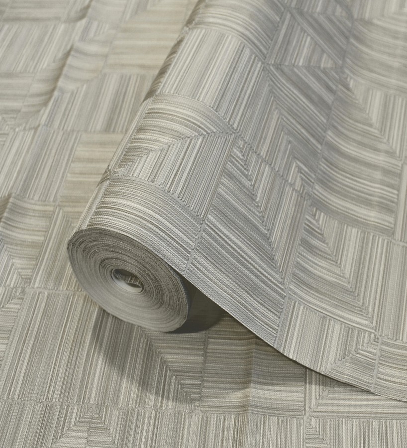 Papel pintado mosaico textil geométrico tonos lino y gris  Waldorf Dynamic 684146